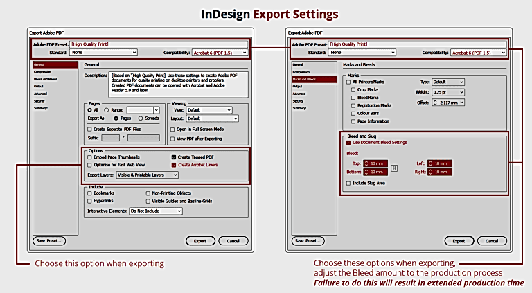 InDesign Export Settings